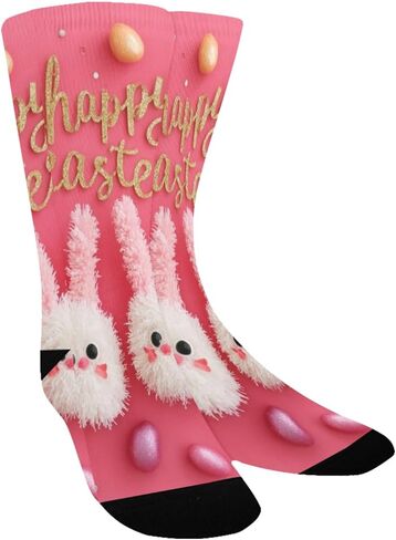 جوارب عيد الفصح للمشي لمسافات طويلة من Red Art Bunnies - جوارب شتوية حرارية سميكة دافئة للأولاد والبنات للمدرسة، والارتداء اليومي والأنشطة الخارجية in Kuwait