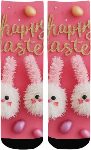 جوارب عيد الفصح للمشي لمسافات طويلة من Red Art Bunnies - جوارب شتوية حرارية سميكة دافئة للأولاد والبنات للمدرسة، والارتداء اليومي والأنشطة الخارجية in Kuwait