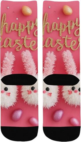 جوارب عيد الفصح للمشي لمسافات طويلة من Red Art Bunnies - جوارب شتوية حرارية سميكة دافئة للأولاد والبنات للمدرسة، والارتداء اليومي والأنشطة الخارجية in Kuwait