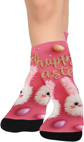 جوارب عيد الفصح للمشي لمسافات طويلة من Red Art Bunnies - جوارب شتوية حرارية سميكة دافئة للأولاد والبنات للمدرسة، والارتداء اليومي والأنشطة الخارجية in Kuwait