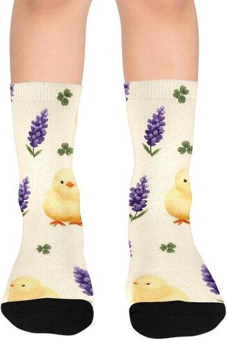 جوارب لطيفة للمشي لمسافات طويلة من Lucky Clover Chick - جوارب شتوية سميكة دافئة للأولاد والبنات الصغار للمدرسة، والارتداء اليومي والأنشطة الخارجية in Kuwait