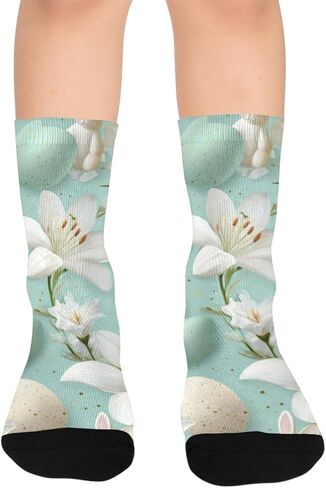 جوارب المشي لمسافات طويلة باللون الأزرق على شكل بيضة عيد الفصح من ليلي - جوارب شتوية حرارية سميكة دافئة للأولاد والبنات الصغار للمدرسة، والارتداء اليومي والأنشطة الخارجية in Kuwait