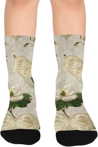 جوارب Magnolia White Hearts للتنزه سيرًا على الأقدام - جوارب شتوية حرارية سميكة دافئة للأولاد والبنات الصغار للمدرسة، والارتداء اليومي والأنشطة الخارجية in Kuwait