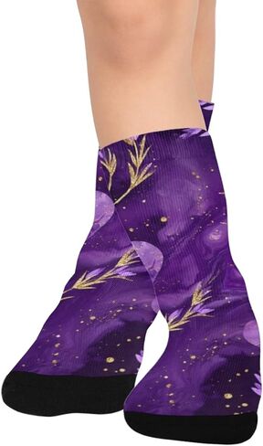 جوارب Starry Purple Bloom للتنزه سيرًا على الأقدام - جوارب شتوية حرارية سميكة دافئة للأطفال الصغار للأولاد والبنات للمدرسة، والارتداء اليومي والأنشطة الخارجية in Kuwait