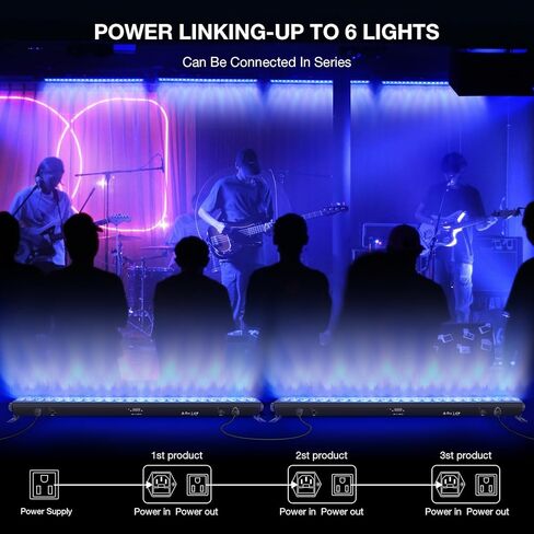 شريط ضوء غسيل المسرح: مصابيح LED خلفية RGB وغسالة حائط RGBW بقدرة 120 وات - جهاز التحكم عن بعد بالأشعة تحت الحمراء APP والتحكم DMX - لأداء فرقة DJ Event Party Planner Club Live Show Band in Kuwait