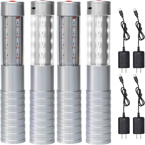 Bottle Service Lights LED Strobe Baton Bottle Girl Lights Rechargeable Handheld Flashing Club Signs Upgrade 4 Pcs for Birthday Wedding Party(Silver White Light) in Saudi Arabia