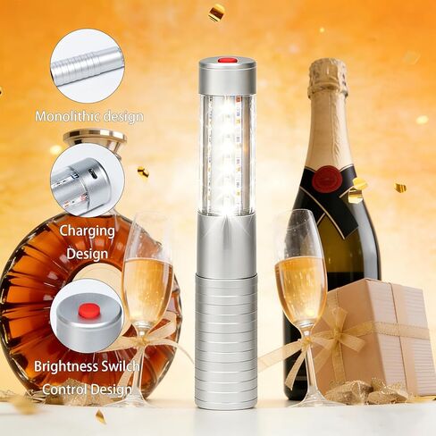 Bottle Service Lights LED Strobe Baton Bottle Girl Lights Rechargeable Handheld Flashing Club Signs Upgrade 4 Pcs for Birthday Wedding Party(Silver White Light) in Saudi Arabia