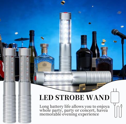 Bottle Service Lights LED Strobe Baton Bottle Girl Lights Rechargeable Handheld Flashing Club Signs Upgrade 4 Pcs for Birthday Wedding Party(Silver White Light) in Saudi Arabia
