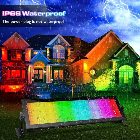 شريط ضوء غسيل المرحلة LED: ضوء غسيل RGBCW 96 وات | IP66 إضاءة مسرح خارجية مقاومة للماء وقابلة للتعتيم | التطبيق والتحكم عن بعد | لمناسبات المهرجانات ديكور المنزل المناظر الطبيعية (أسود) in Kuwait