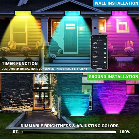 شريط ضوء غسيل المرحلة LED: ضوء غسيل RGBCW 96 وات | IP66 إضاءة مسرح خارجية مقاومة للماء وقابلة للتعتيم | التطبيق والتحكم عن بعد | لمناسبات المهرجانات ديكور المنزل المناظر الطبيعية (أسود) in Kuwait