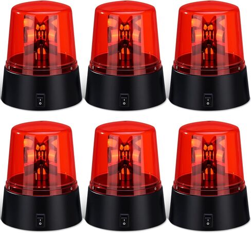 6 قطع من مصابيح LED القوية، ضوء وامض دوار 360 درجة يعمل بالبطارية، مصباح صفارات الإنذار لشرطة الطوارئ لمرحلة حفلات DJ، منزل مسكون، ديكورات وأحداث هدف الهوكي (أحمر) in Kuwait