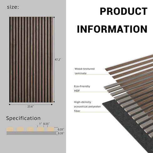 عبوتان من ألواح الحائط الصوتية، 47.2 بوصة × 23.6 بوصة من ألواح الحائط الخشبية المقاومة للصوت، لوحة تخميد ممتصة للصوت للمكتب، والمسرح المنزلي، والاستوديو، والجوز in Kuwait
