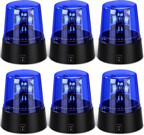 6 قطع من مصابيح LED القوية، ضوء وامض دوار 360 درجة يعمل بالبطارية، مصباح صفارات الإنذار لشرطة الطوارئ لمرحلة حفلات DJ، منزل مسكون، ديكورات وأحداث هدف الهوكي (أحمر) in Kuwait