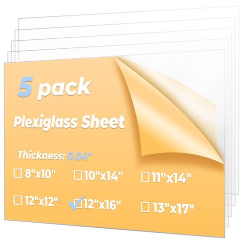 5 قطع من صفائح زجاج شبكي مقاس 12 × 16 بوصة، صفائح أكريليك شفافة بسمك 1 مم، لوحة زجاجية بليكسي مقاومة للكسر وقابلة للقطع، صفائح أكريليك شفافة متعددة للحرف اليدوية، وإطارات الأعمال اليدوية والصور in Kuwait