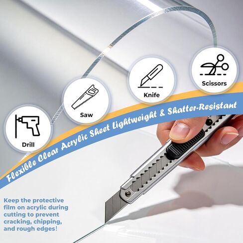 5 قطع من صفائح زجاج شبكي مقاس 12 × 16 بوصة، صفائح أكريليك شفافة بسمك 1 مم، لوحة زجاجية بليكسي مقاومة للكسر وقابلة للقطع، صفائح أكريليك شفافة متعددة للحرف اليدوية، وإطارات الأعمال اليدوية والصور in Kuwait