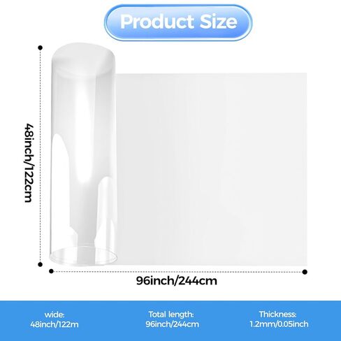 قطعة واحدة من ألواح البلاستيك الشفاف من البولي كربونات مقاس 4 × 8 أقدام (48 × 96 بوصة) ألواح بلاستيكية مرنة سميكة بسمك 1/20 بوصة مع طلاء للأشعة فوق البنفسجية على كلا الجانبين للحرف اليدوية ألواح استبدال النوافذ in Kuwait