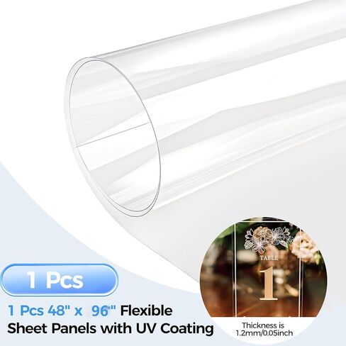 قطعة واحدة من ألواح البلاستيك الشفاف من البولي كربونات مقاس 4 × 8 أقدام (48 × 96 بوصة) ألواح بلاستيكية مرنة سميكة بسمك 1/20 بوصة مع طلاء للأشعة فوق البنفسجية على كلا الجانبين للحرف اليدوية ألواح استبدال النوافذ in Kuwait
