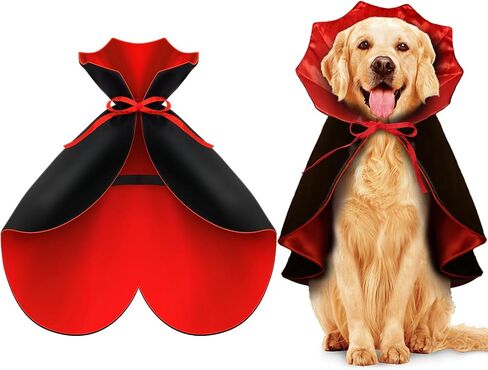 Cape for Dogs, Dog Halloween Costumes for Large Medium Small Dogs, Puppy Vampire Costumes, Cat Cloak Cosplay Party, Red and Black in Kuwait