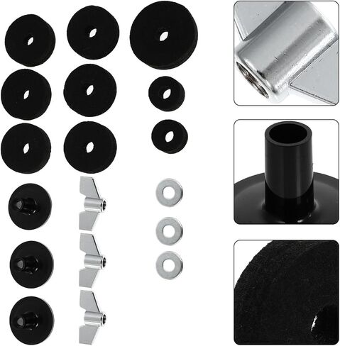 SAFIGLE 18pcs Drum Kit Accessories Set Including Standard Felt Pads Drum Wrenches Washers Nuts Black Replacement Parts for Cymbal Protection and Hardware Maintenance in Saudi Arabia
