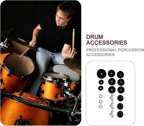 SAFIGLE 18pcs Drum Kit Accessories Set Including Standard Felt Pads Drum Wrenches Washers Nuts Black Replacement Parts for Cymbal Protection and Hardware Maintenance in Saudi Arabia