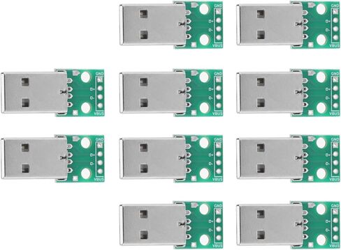 لوحة محول USB من النوع A ذكر إلى DIP، تخطيط دبوس 2.54 مم، 4 دبابيس VBUS D+ D- GND، 10 عبوات، لإمداد الطاقة بنفسك ولوحة التجارب in Saudi Arabia