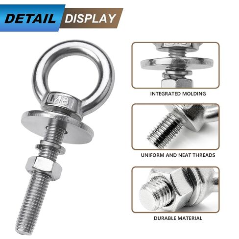2 Pack M12 Eye Bolts with Nuts, 304 Stainless Steel 1/2" x 4" Heavy Duty Lifting Eye Bolts, Metric M12×102mm Ring Eye Bolt for Hanging, Tie Down, Outdoor & Hardware Fixing (2, 1/2"x4") in Saudi Arabia
