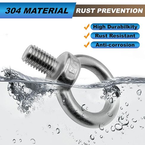 2 Pack M12 Eye Bolts with Nuts, 304 Stainless Steel 1/2" x 4" Heavy Duty Lifting Eye Bolts, Metric M12×102mm Ring Eye Bolt for Hanging, Tie Down, Outdoor & Hardware Fixing (2, 1/2"x4") in Saudi Arabia