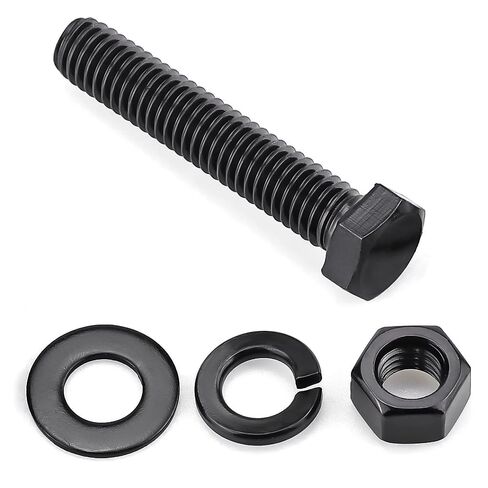 Glvaner 5/16-18 x 2-1/2" (8 Sets) Stainless Steel Hex Head Screws Bolts, Nuts, Flat & Lock Washers, 18-8 (304) Stainless Steel Bolts and Nuts Set, Full Thread, Black Coated in Saudi Arabia
