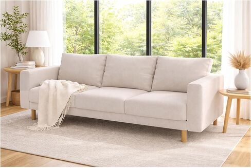 Durable Fabric Three 3 Seat Sofa Cover Replacement Custom Made Compatible with IKEA Norsborg Sofa Couch Slipcover (Cotton White) in Kuwait