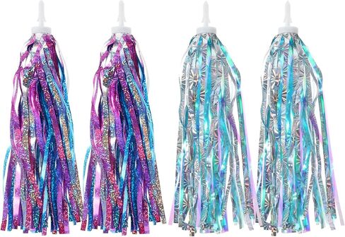 Bicycle Handlebar Streamers Colorful Ribbons Tassel Kids Bike Accessories Scooter Bicycle Tricycle Handlebar Streamers Handle Bar Grips Accessories (2Pair) in Saudi Arabia