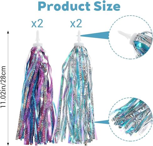Bicycle Handlebar Streamers Colorful Ribbons Tassel Kids Bike Accessories Scooter Bicycle Tricycle Handlebar Streamers Handle Bar Grips Accessories (2Pair) in Saudi Arabia