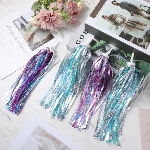 Bicycle Handlebar Streamers Colorful Ribbons Tassel Kids Bike Accessories Scooter Bicycle Tricycle Handlebar Streamers Handle Bar Grips Accessories (2Pair) in Saudi Arabia