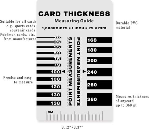 أداة قياس سمك البطاقة الرياضية من BBRGIRL، أداة قياس النقاط مع قطعتي قماش للتنظيف، ومكتشف حجم التحميل العلوي، والعناية بالبطاقة (قطعتان) in Kuwait