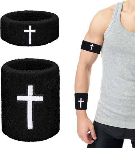 Cross Wrist Bands Bicep Bands Christian Arm Absorbent Sweat Wristbands Baseball Accessories Cross Sports Wristband for Football Baseball Sports Activities in Saudi Arabia