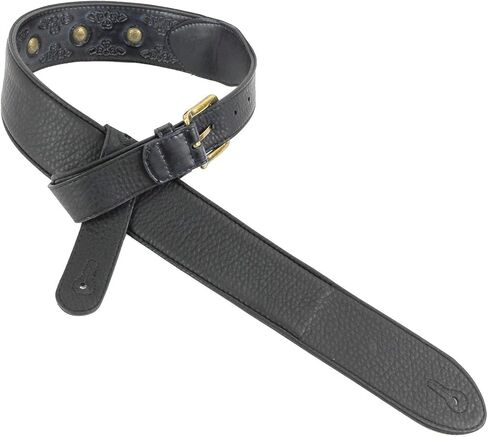 Walker & Williams GE-206 Brushed Black Viking Style Guitar Strap with Antiqued Brass Coin Studs in Saudi Arabia