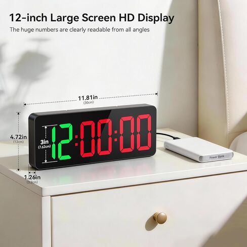 Gym Timer Clock Large Display, 12" LED Workout Interval Timer with Remote Control for Tabata/FGB/EMOM, Countdown/Up Stopwatch Clock for Sports,Home Gym,Yoga,Boxing,Garage,Office,Classroom in Saudi Arabia