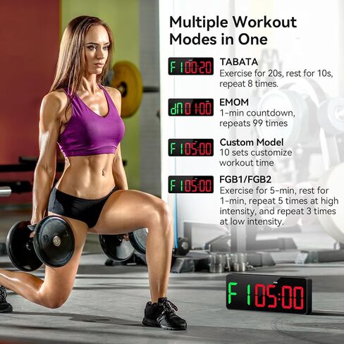 Gym Timer Clock Large Display, 12" LED Workout Interval Timer with Remote Control for Tabata/FGB/EMOM, Countdown/Up Stopwatch Clock for Sports,Home Gym,Yoga,Boxing,Garage,Office,Classroom in Saudi Arabia