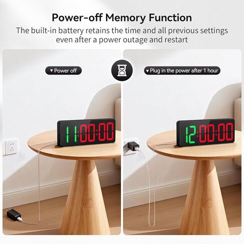 Gym Timer Clock Large Display, 12" LED Workout Interval Timer with Remote Control for Tabata/FGB/EMOM, Countdown/Up Stopwatch Clock for Sports,Home Gym,Yoga,Boxing,Garage,Office,Classroom in Saudi Arabia