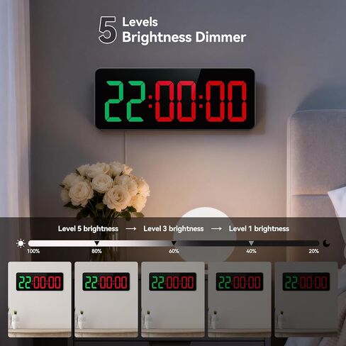 Gym Timer Clock Large Display, 12" LED Workout Interval Timer with Remote Control for Tabata/FGB/EMOM, Countdown/Up Stopwatch Clock for Sports,Home Gym,Yoga,Boxing,Garage,Office,Classroom in Saudi Arabia