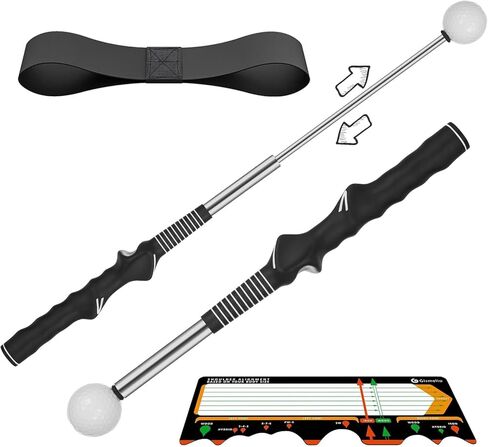 مساعد تدريب أرجوحة الجولف - مدرب بمقبض قابل للسحب مع تعليقات النقر، محمول ويستعمل باليد اليمنى، مثالي للمبتدئين في الاستخدام الداخلي/الخارجي، للمبتدئين في لعبة Golf Sure Stance in Kuwait