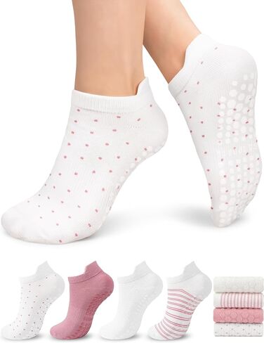 جوارب بيلاتيس للنساء، جوارب لطيفة غير قابلة للانزلاق لليوجا، باري، المستشفى، جوارب رياضية حافي القدمين، 4 أزواج in Kuwait
