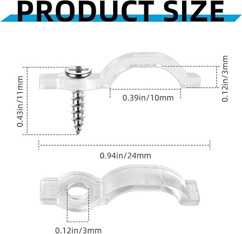 100 Pack Strip Light Mounting Brackets, Transparent Fixing Clips with 100 Screws, One-Side Fixing, Light Strip Clips for Outdoor, for 10mm Wide Waterproof Light Strip in Kuwait