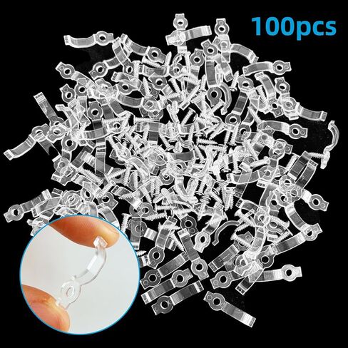 100 Pack Strip Light Mounting Brackets, Transparent Fixing Clips with 100 Screws, One-Side Fixing, Light Strip Clips for Outdoor, for 10mm Wide Waterproof Light Strip in Kuwait
