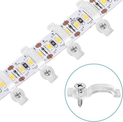 100 Pack Strip Light Mounting Brackets, Transparent Fixing Clips with 100 Screws, One-Side Fixing, Light Strip Clips for Outdoor, for 10mm Wide Waterproof Light Strip in Kuwait