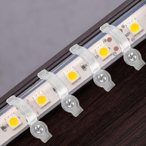 100 Pack Strip Light Mounting Brackets, Transparent Fixing Clips with 100 Screws, One-Side Fixing, Light Strip Clips for Outdoor, for 10mm Wide Waterproof Light Strip in Kuwait