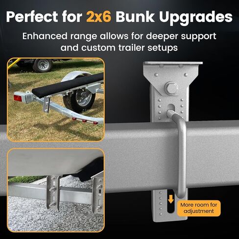 Wellmax 10" Heavy Duty Boat Trailer Bunk Brackets, 4-Pack | Galvanized Steel with Dacromet Coated | Swivel Top | Fits 3x3, 2x3, 1.5x3 Crossmembers | for Deep-V Hulls & 2x6 Bunk Boards in Kuwait