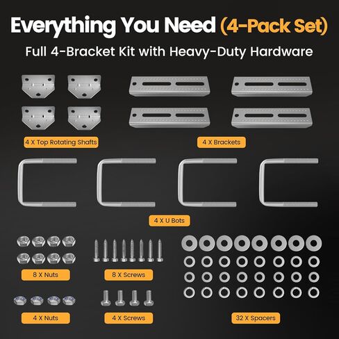 Wellmax 10" Heavy Duty Boat Trailer Bunk Brackets, 4-Pack | Galvanized Steel with Dacromet Coated | Swivel Top | Fits 3x3, 2x3, 1.5x3 Crossmembers | for Deep-V Hulls & 2x6 Bunk Boards in Kuwait