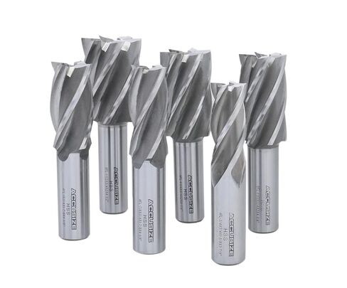 Accusize Industrial Tools 6 Pc Multi Flute Bridgeport H.S.S. End Mills Set, 3/4'' Shank, 4 and 6 Flute, Cutting Dia from 3/4'' to 1-1/2'', 1822-0206 in Saudi Arabia