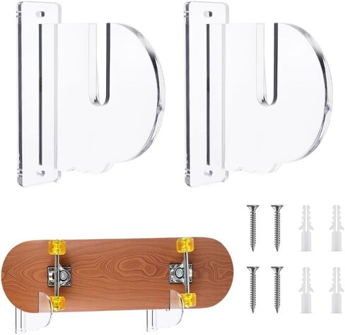 1 Pair Skateboard Wall Mount Acrylic Horizontal Storage Holder Longboard Skateboards Display Rack for Organize Snowboards Collectibles Wands Swords (Transparent) in Saudi Arabia