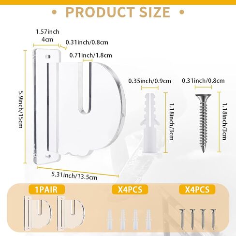 1 Pair Skateboard Wall Mount Acrylic Horizontal Storage Holder Longboard Skateboards Display Rack for Organize Snowboards Collectibles Wands Swords (Transparent) in Saudi Arabia
